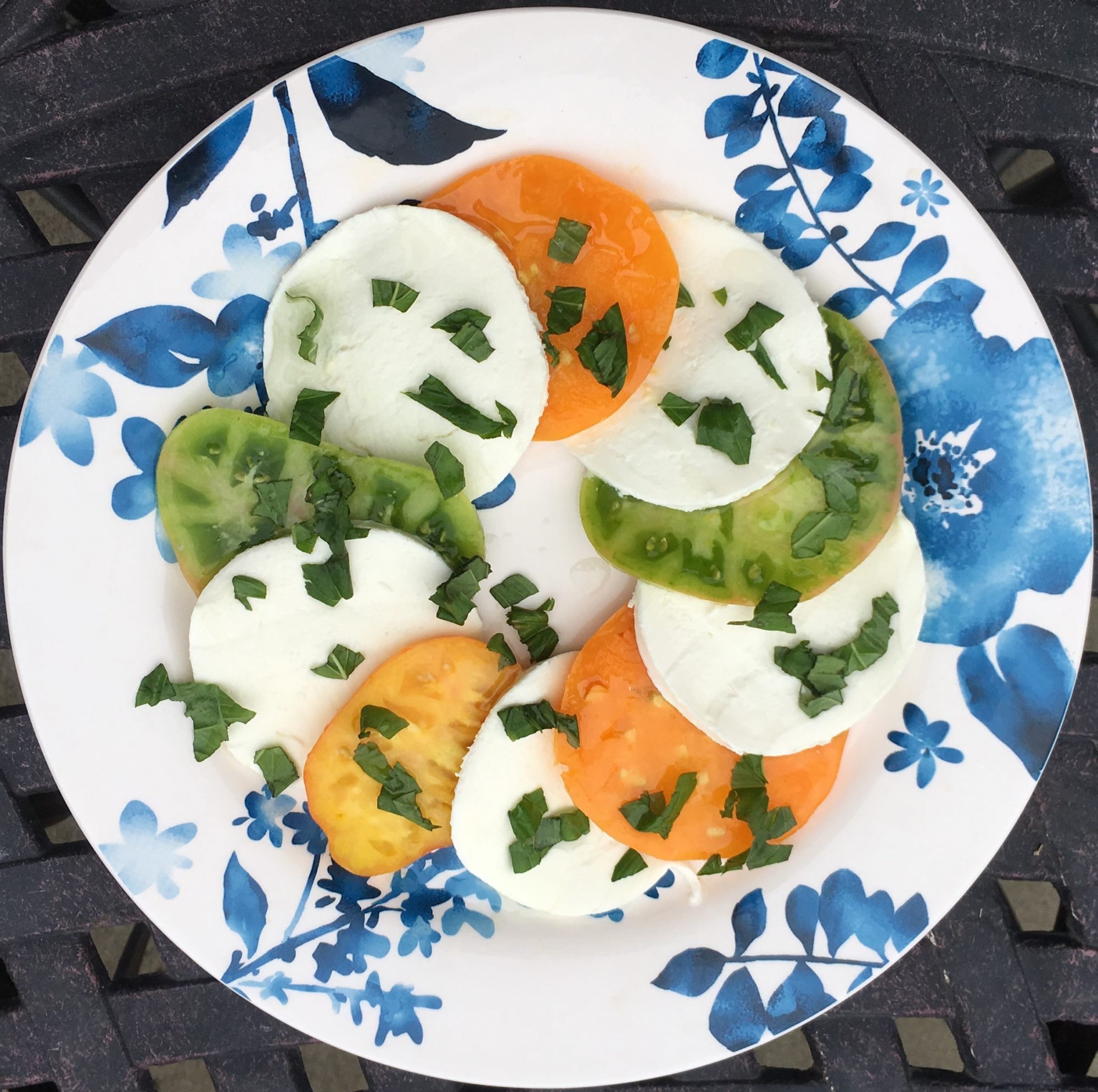 Caprese Salad with Aunt Ruby's and Dr Wyches tomato